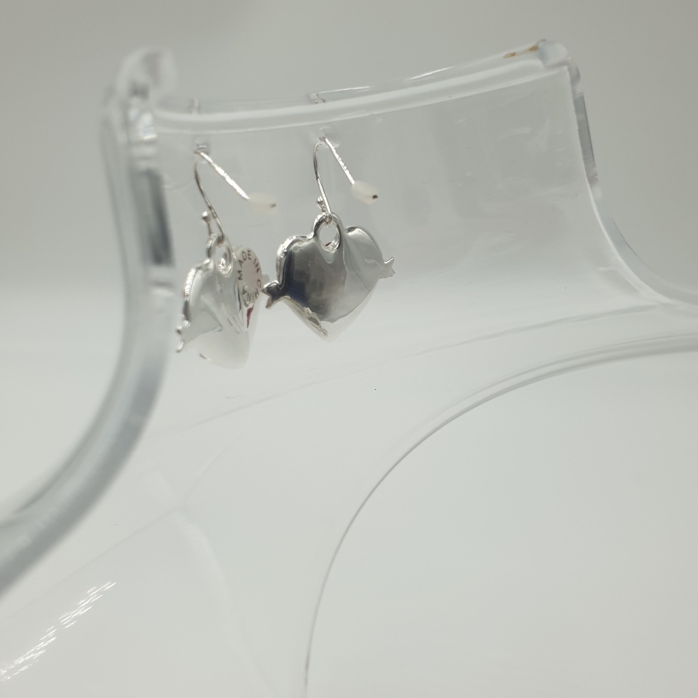 Guess Silver & Red Rhinestone Heart Pendant Hook Earrings - Picture 3 of 7